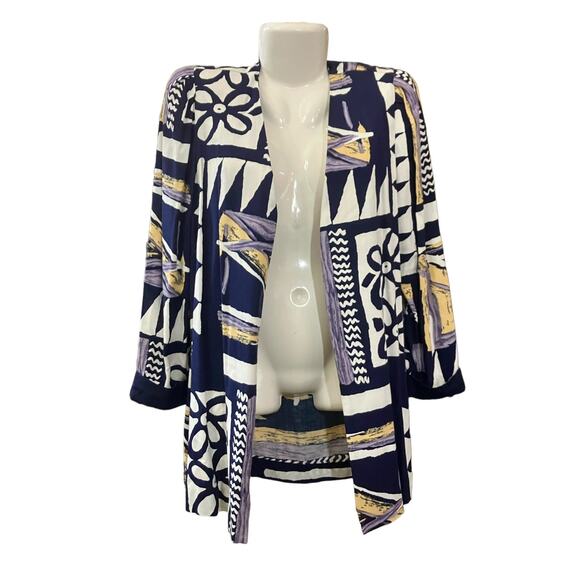 Peri Petites Women's Artsy Long Sleeve Open Front Blazer | Size 8 VINTAGE 80s - Picture 3 of 10